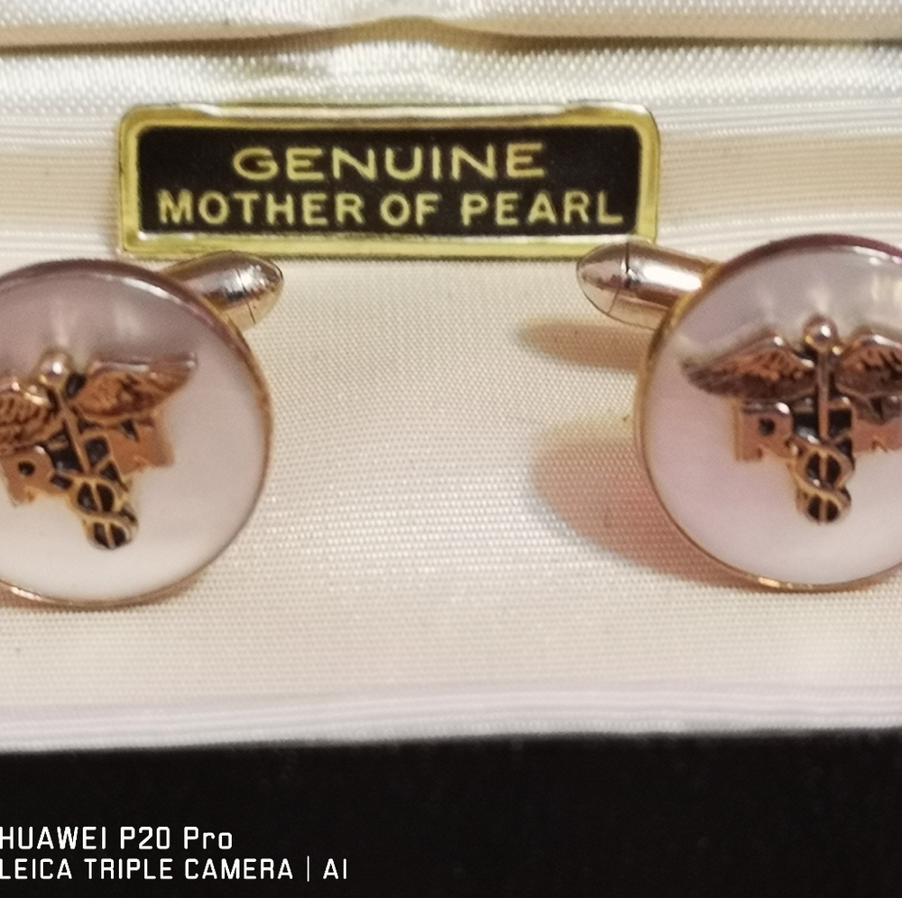 Sean mother of pearl medical cufflinks